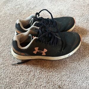 Boys Under Armour Black and Orange Sneakers